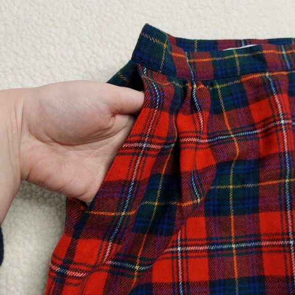 Vintage Pendleton Plaid Wool Skirt Sz 8 26 W Authentic Boyd Tartan Red Made USA - Picture 2 of 10